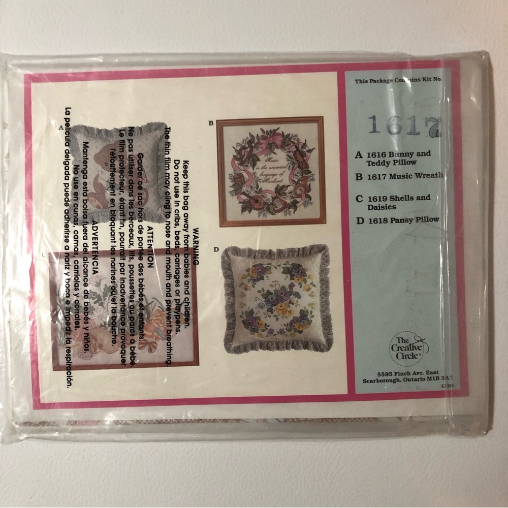 Vintage The Creative Circle Cross Stitch Kit #1617 Music Wreath NEW OLD STOCK